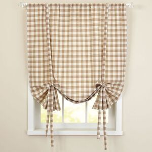 Brylanehome Buffalo Check Tie-Up Window Shade, Taupe Window Curtain